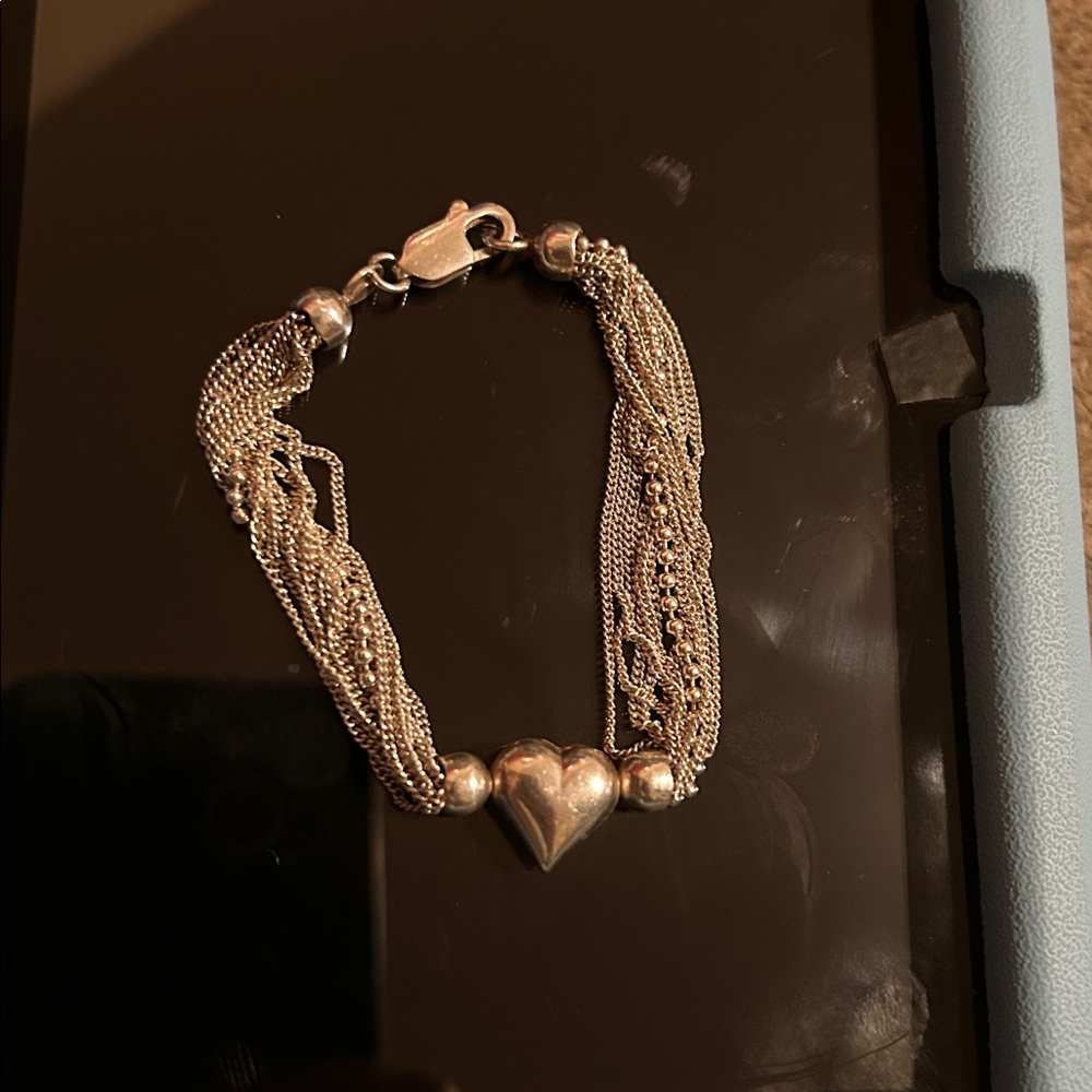 925 Solid Silver Heart Bracelet - image 8